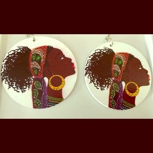 Brand new Round Wooden Afro-Centric Earrings
